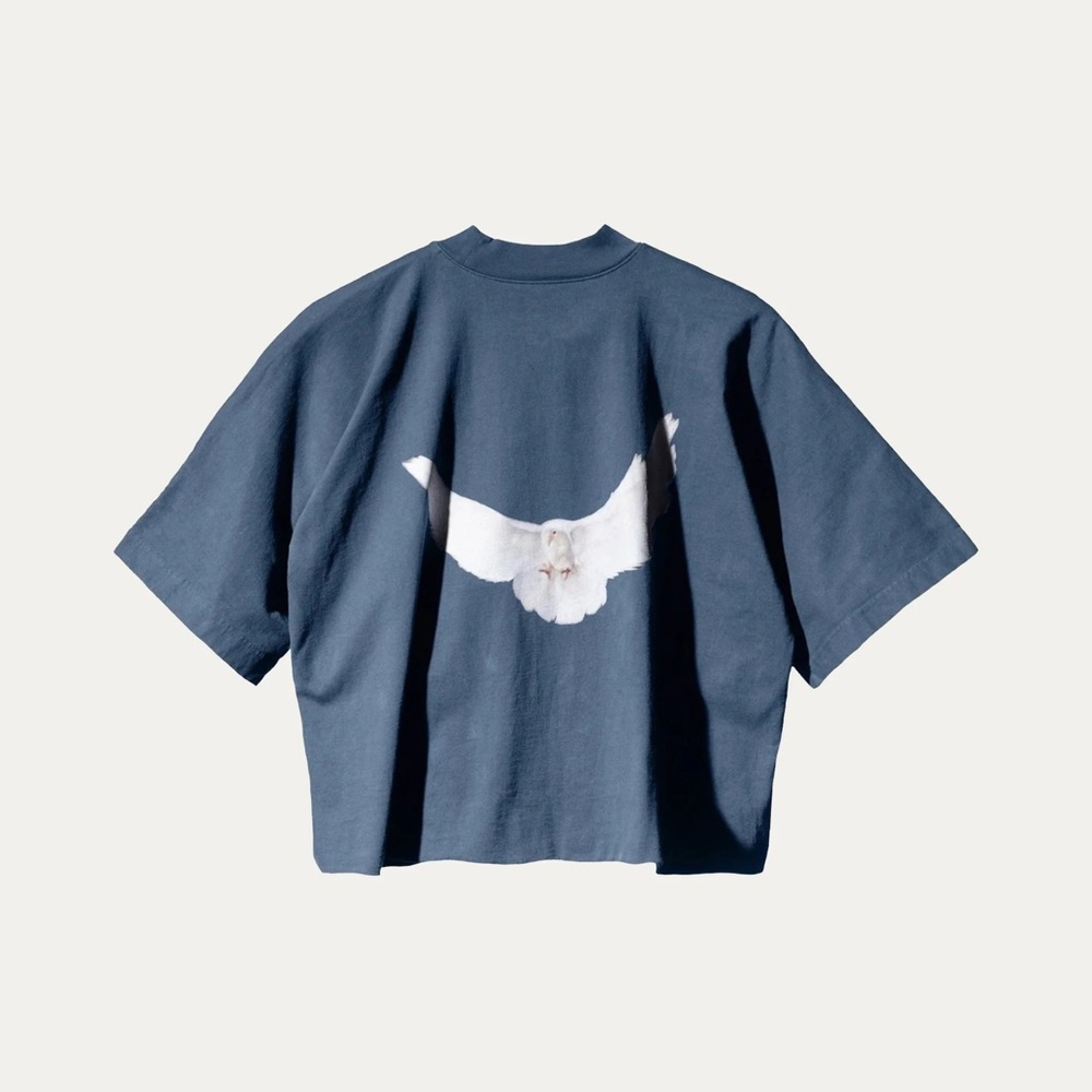 Yeezy Blue Short Sleeve Tee with White Dove